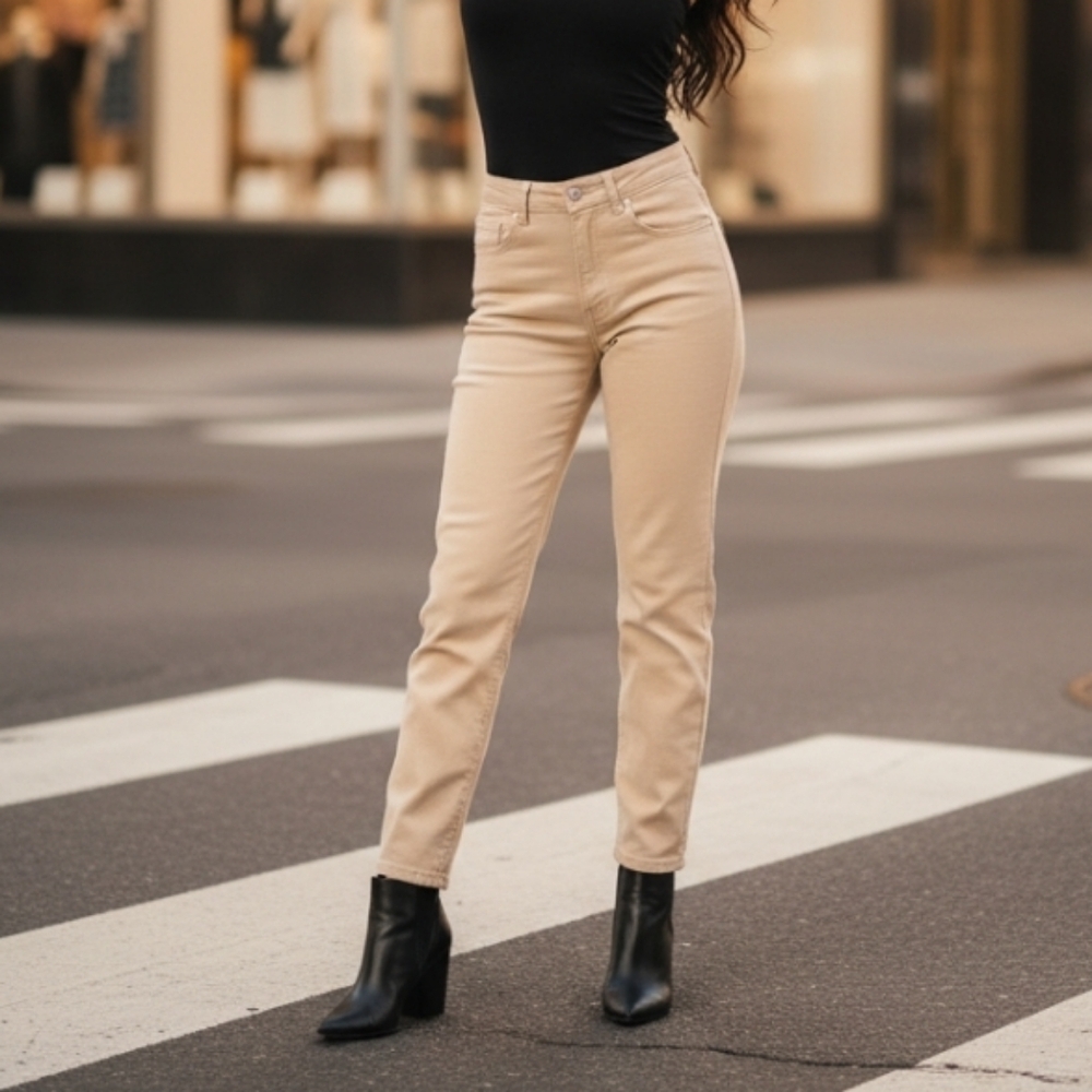 Free People Velvet Raw Hem Skinny Jeans Button Closure Ivory Size 28